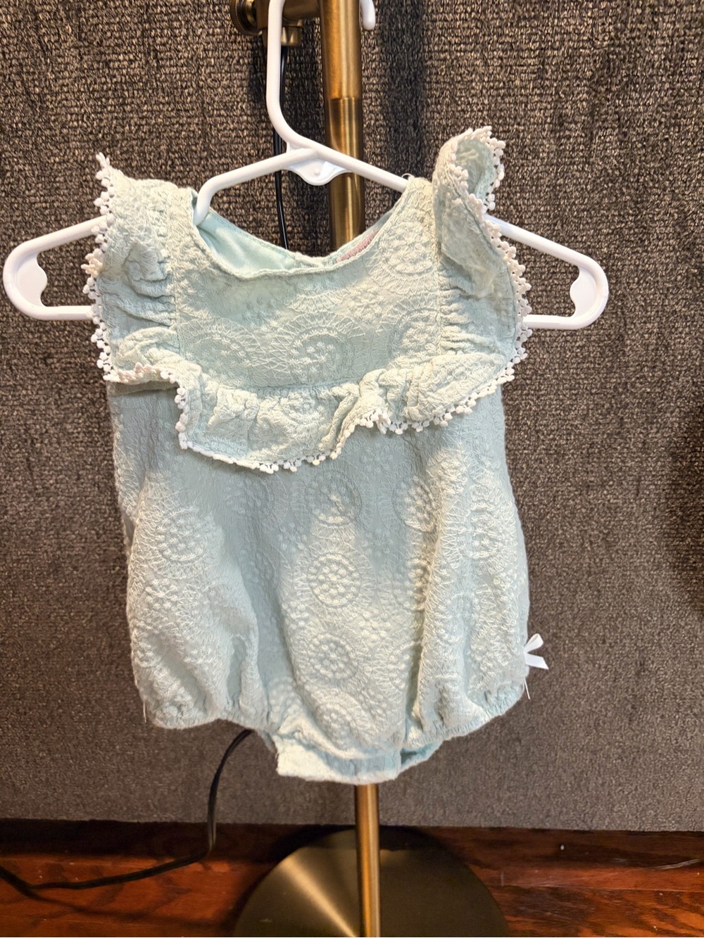 Catherine Malandrino Light Blue Textured Ruffle One-Piece